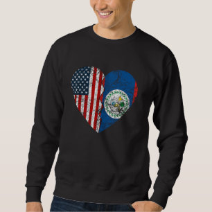 Belizean American Flaggor Heart United Stater Beli Lång Ärmad Tröja