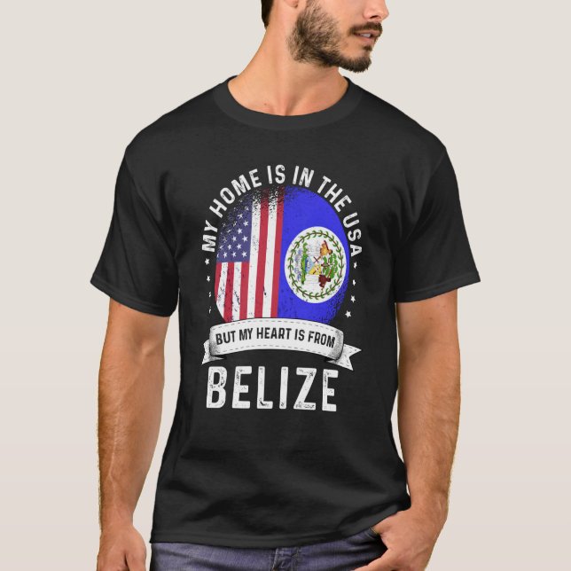 Belizean American Patriot Grown Proud Home USA Fla T Shirt (Framsida)