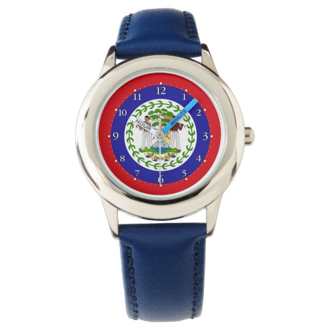 Belizean Flagga Armbandsur (Framsida)