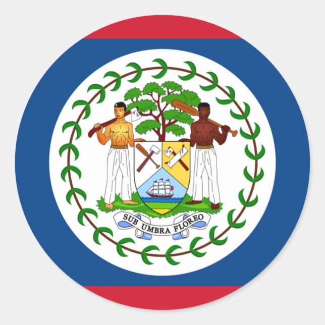 Belizean Flagga, Flagga Belize Runt Klistermärke (Framsida)
