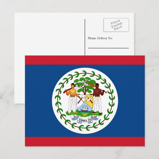 Belizean Flagga, Flagga Belize Vykort (Fram/baksida)