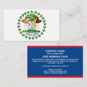 Belizean Flagga & Jackat av Arm, Flagga of Belize Visitkort