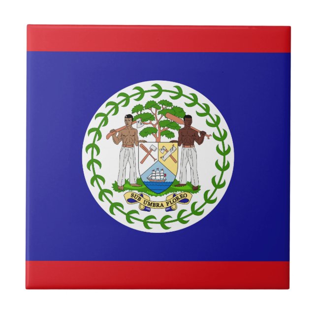 Belizean Flagga Kakelplatta (Framsidan)