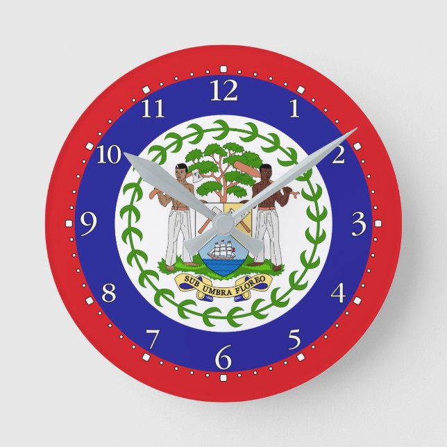 Belizean Flagga Rund Klocka (Framsida)