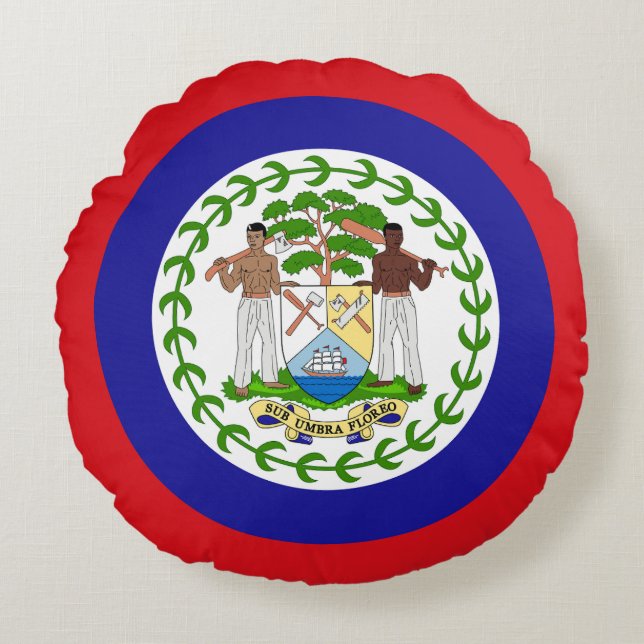 Belizean Flagga Rund Kudde (Framsidan)