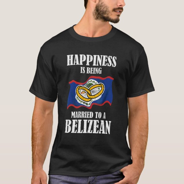 Belizean Giftermål Belize Married Flagga Weded Cul T Shirt (Framsida)