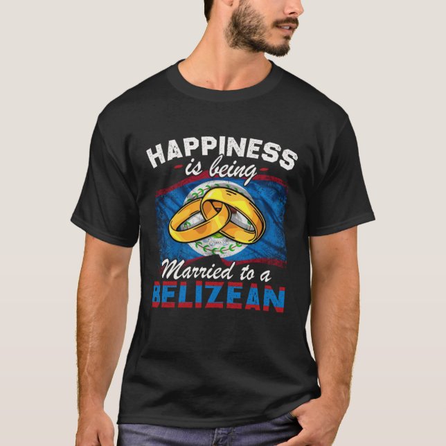 Belizean Marriage Belize Married Flag Wedded Cultu T Shirt (Framsida)
