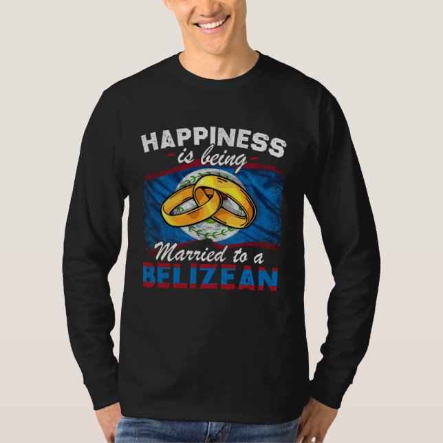 Belizean Marriage Belize Married Flag Wedded Cultu T Shirt (Framsida)
