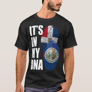Belizean och Dominikanska Mix DNA Flagga Heritage  T Shirt