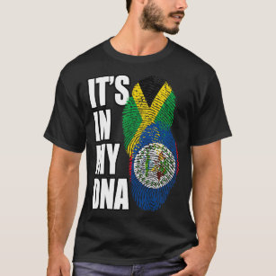 Belizean och Jamaican Mix DNA Flagga Heritage T-Sh T Shirt