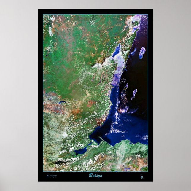 Belizes satellitposter fotokarta poster (Framsidan)