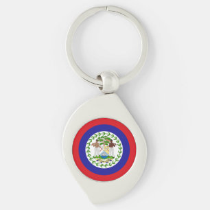 Belizisk flagga swirl silverfärgad nyckelring