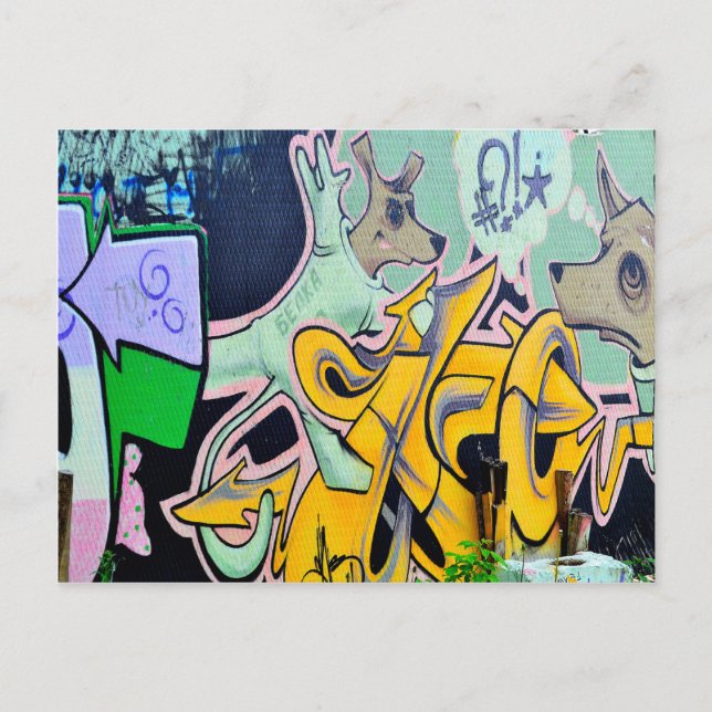 Belka och Strelka graffiti Vykort (Framsida)