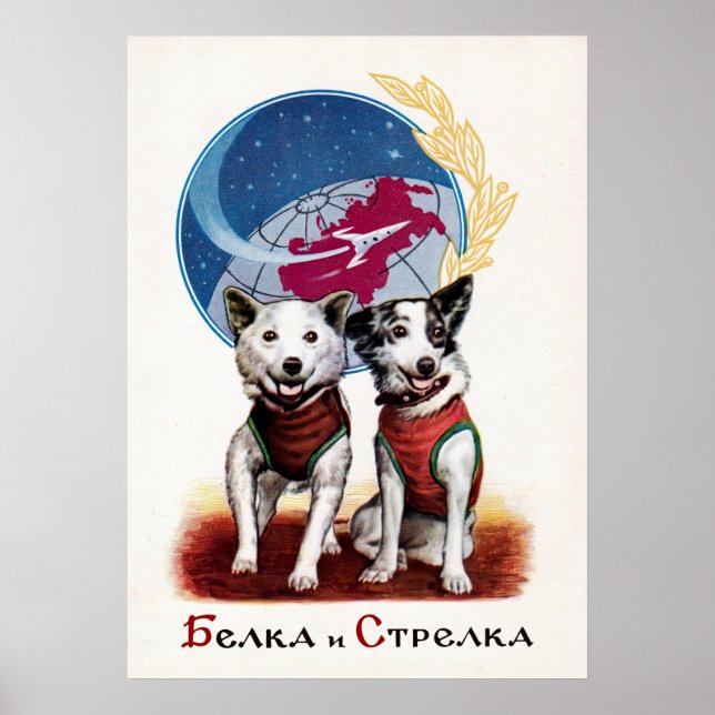 Belka och Strelka, rymden hundar - Sovjetposter Poster (Framsidan)
