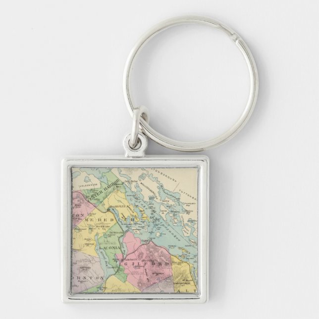Belknap County, NH Fyrkantig Silverfärgad Nyckelring (Framsidan)