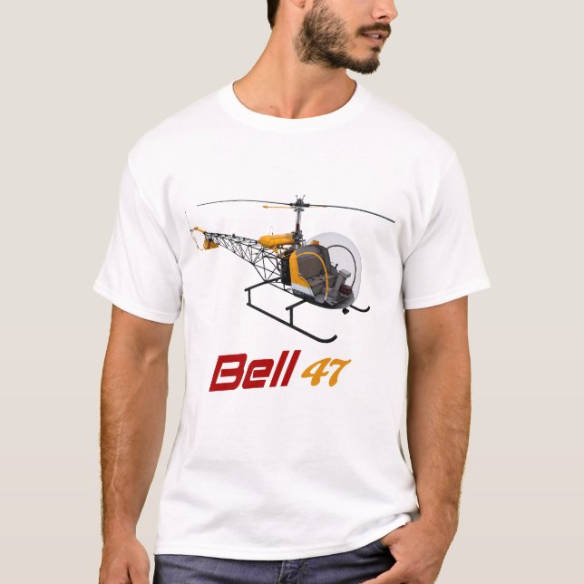 Bell 47-helikopter, klocka 47 g, svängklocka 47 t shirt (Framsida)