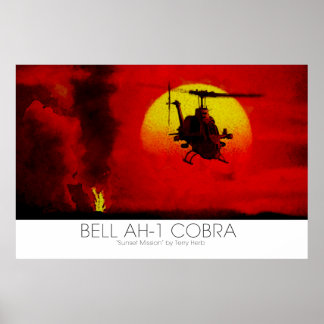 Bell AH-1 Cobra Attack Helicopter surreal scen Poster
