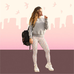 Bell Flowers på beige-bakgrunden Mönster Leggings