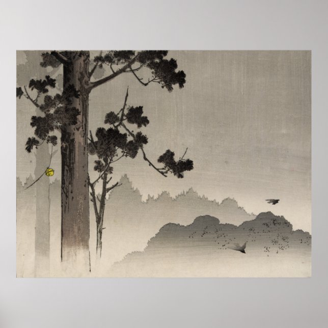 Bell hängande från ett träd-japanskt träblock poster (Framsidan)