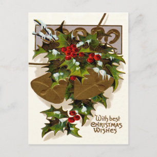 Bell Holly Snö Guld Horseshoe Vykort