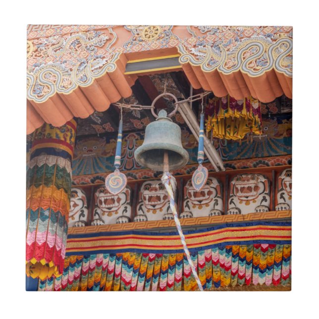 Bell i Punakha Dzong-Bhutan, Himalaya, Asien Kakelplatta (Framsidan)