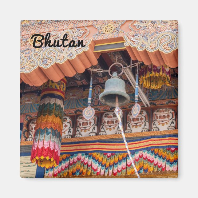 Bell i Punakha Dzong-Bhutan, Himalaya, Asien Magnet (Framsidan)