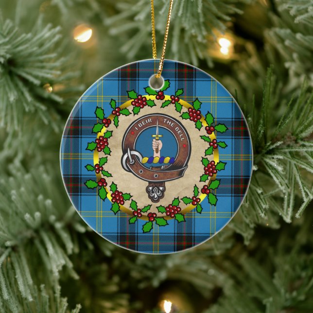 Bell Klan Badge & Tartan Personlig Julafton Julgransprydnad Keramik (Träd)