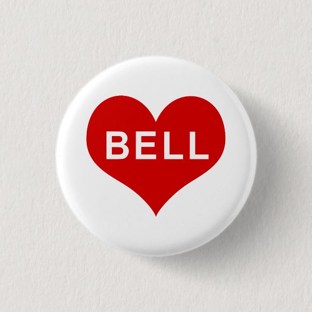 BELL NAME Röd Kärlek Hjärtknapp Knapp (Framsida)