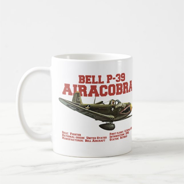 Bell P-39 Airacobra | WW2 Plane Kaffemugg (Vänster)