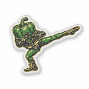 Bell Pepper Savate — Vintage Retro Fransk Boxare  Klistermärken