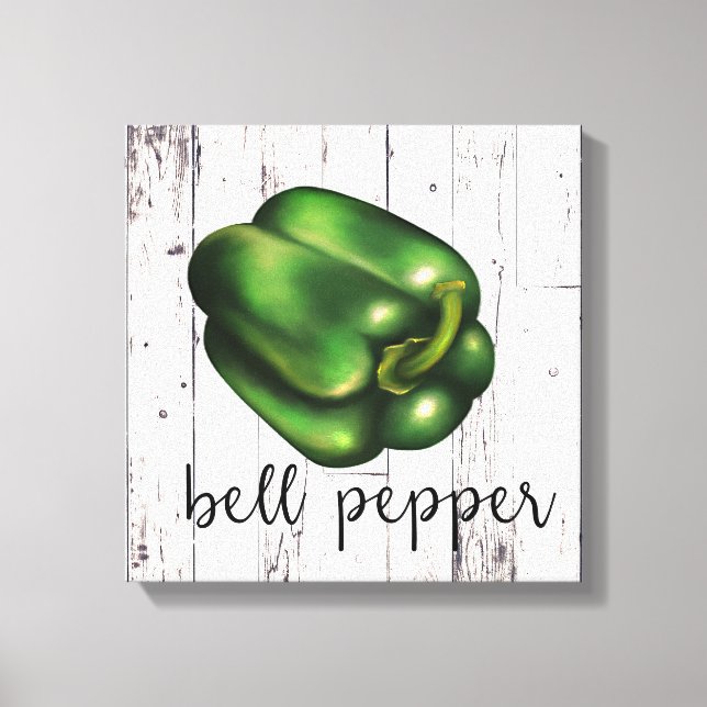 BELL PEPPER White Wood Rustic Farmhouse Kitchen Canvastryck (Framsida)