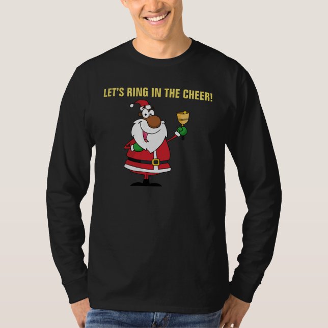 Bell Ringing Black Jultomten Tee Shirt (Framsida)