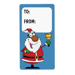 Bell Ringing Black Santa Gift-etikett Fraktsedel