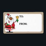 Bell Ringing Black Santa Prated Gift Label Fraktsedel<br><div class="desc">Bell Ringing Black Santa Prated Gift Label Image © GraphicFactory.com</div>