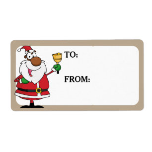 Bell Ringing Black Santa Prated Gift Label Fraktsedel