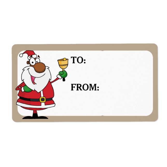 Bell Ringing Black Santa Prated Gift Label Fraktsedel (Framsidan)