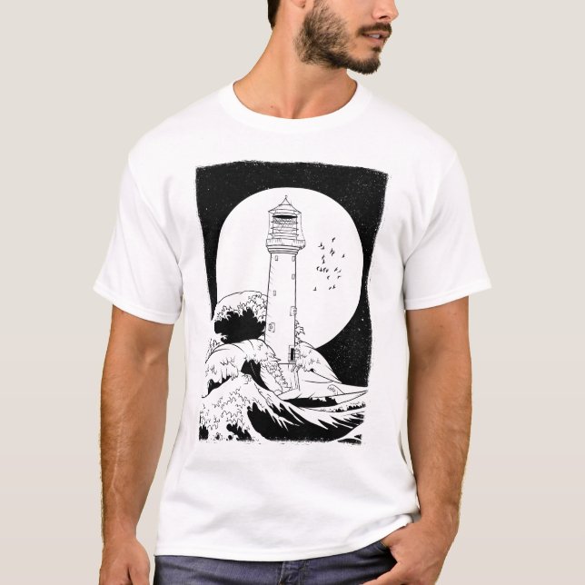 Bell Sten fyr helt måne T Shirt (Framsida)