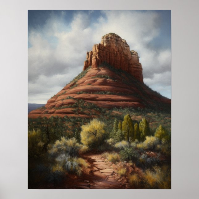 Bell Sten Sedona Arizona Painting Art Print Poster (Framsidan)