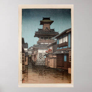 Bell Torn i Okayama Hasui Kawase Shin Hanga Poster