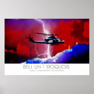 Bell UH-1 Iroquis Huey Lightning Strejka Surreal Poster