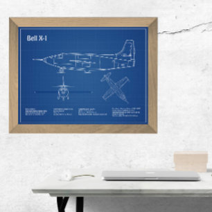 Bell X-1 - Flygplanets planritningar AD Fototryck