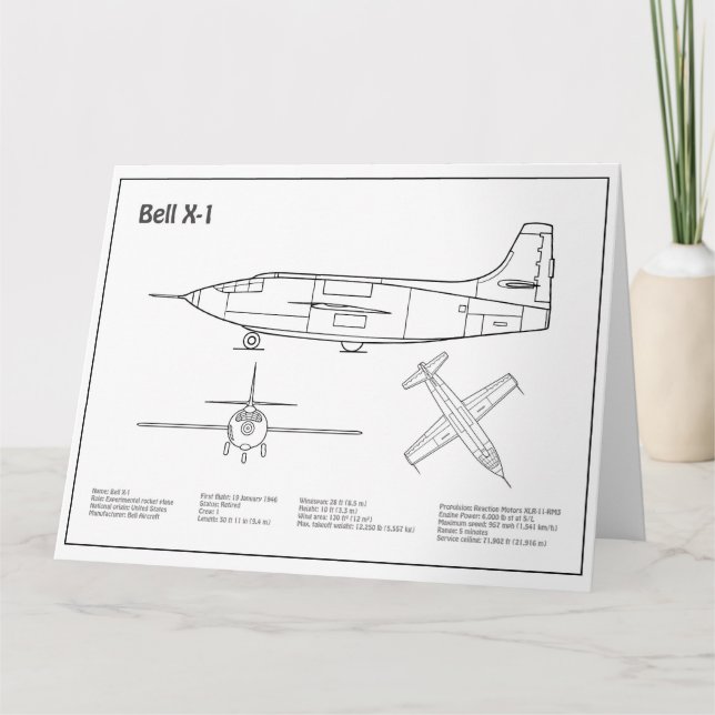 Bell X-1 - Flygplanets planritningar BD Tack Kort (Framsida)