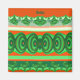 BELLA ~ 3D Fractal Design red grönt vit ~ Magnet