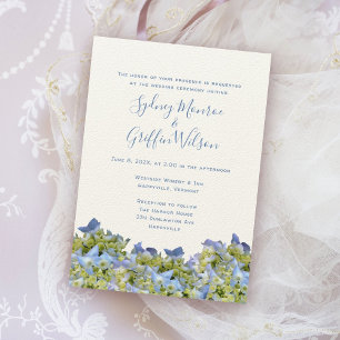 Bella Blue Hydrangea Gräns bröllopsinbjudan Inbjudningar