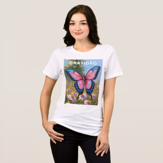 Bella+Canvas Camiseta Tri-blend feminina Borboleta T Shirt