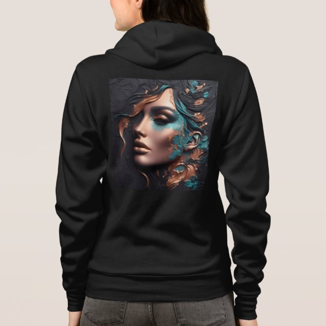 Bella+Canvas Fullt-Zip-Sweatshirts med teckningar  T Shirt (Baksida)