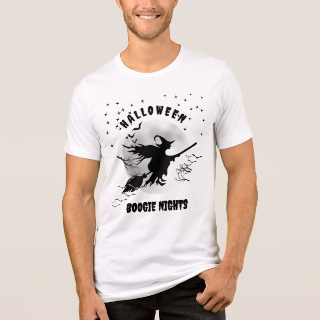 Bella+Canvas Tri-blend Halloween Bogie Night White T Shirt (Framsida)