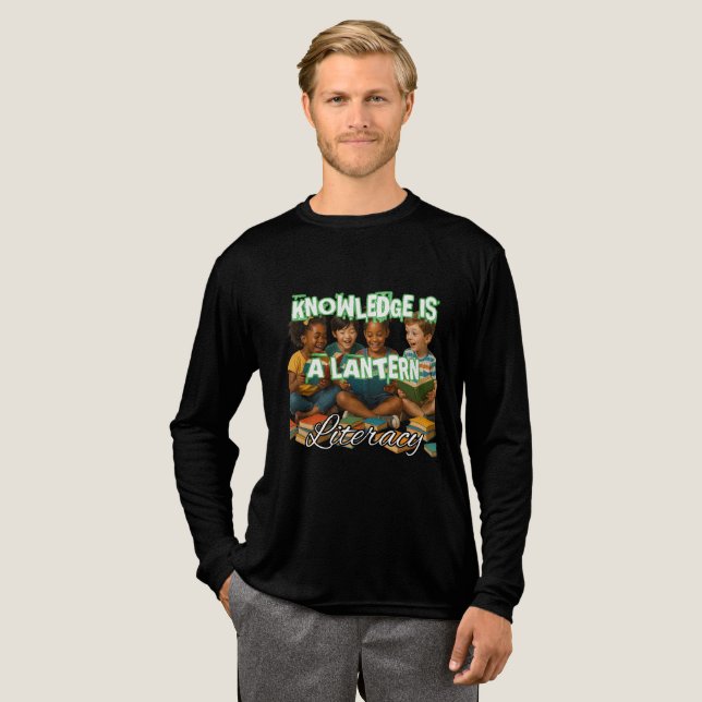 Bella+Canvas Tri-blend Långärmad Shirt, Solid Bl T Shirt (Hel framsida)