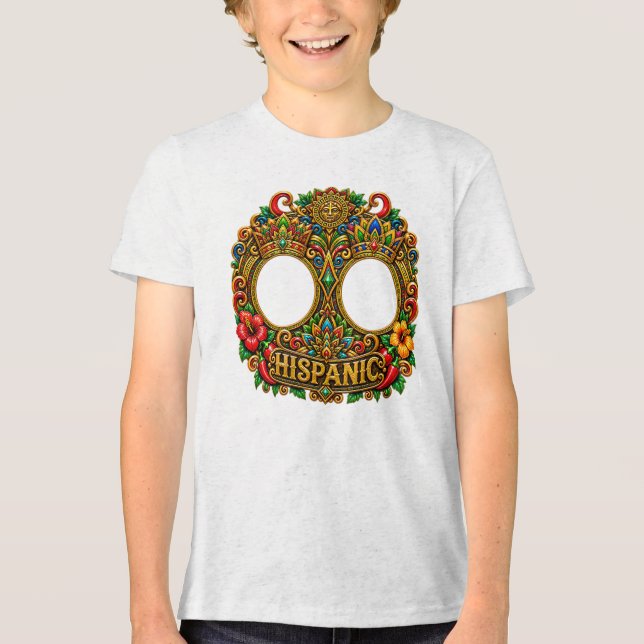 Bella+Canvas Ungdom Tri-blend T-Shirt, Vit Fläck, T Shirt (Framsida)