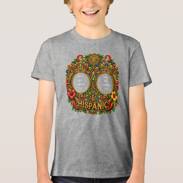 Bella+Canvas Ungdom Tri-blend T-Shirt, Vit Fläck, T Shirt (Framsida)